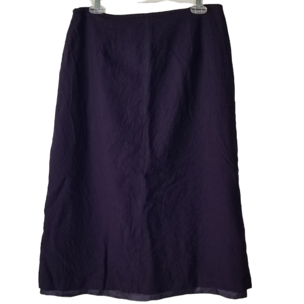 Talbots Petites Long Dark Purple Wool A Line Skirt Size 16